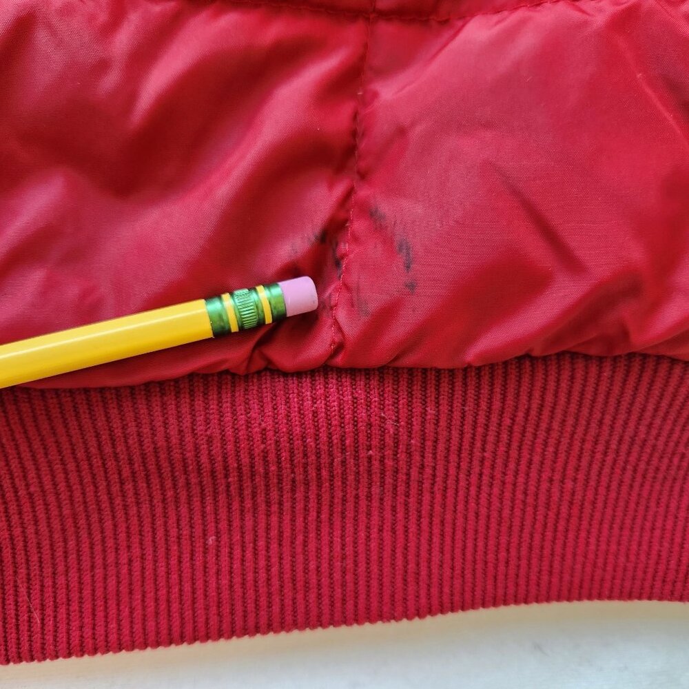 Vintage Eddie Bauer Red Down Quilted Pullover Jacket Canada Patch 80's Cabincore - Picture 7 of 12